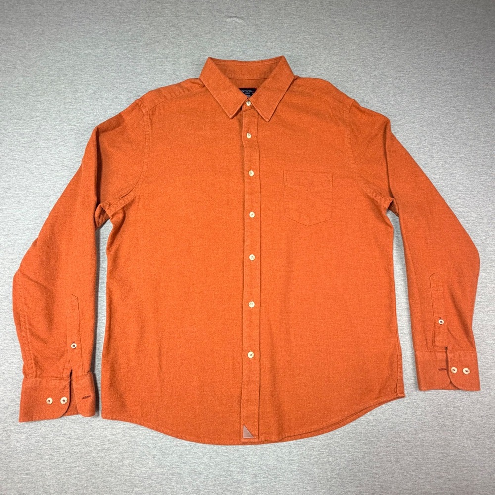 UNTUCKit Sherwood Flannel Shirt Mens Large Orange 35722 Regular Fit Long Sleeve